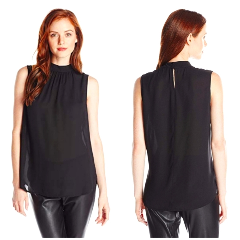 NYDJ Mock Neck Black Shell Blouse XSP